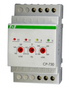 Przekaźnik napięciowy F&F CP-730 trójfazowy 8A 1NO/NC próg 150-210V/230-260V AC z blokadą czasową na szynę DIN - wysyłka w 24h