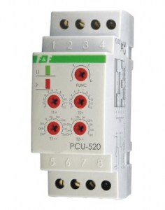 Przekaźnik czasowy 4-funkcyjny F&F PCU-520 0,1s-576h 2x8A 2NO/NC 230V AC dwuczasowy na szynę DIN - wysyłka w 24h