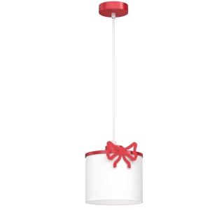 Luminex Sweet 9438 lampa wisząca zwis klasyczna dziecięca kokardka abażur okrągły 1x15W E27 czerwona/biała