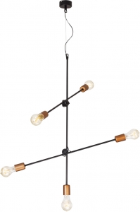 Miedziana lampa wisząca Sticks 6270 Nowodvorski 5x60W metalowa oprawa molecular zwis pałąk miedź czarny - wysyłka w 24h