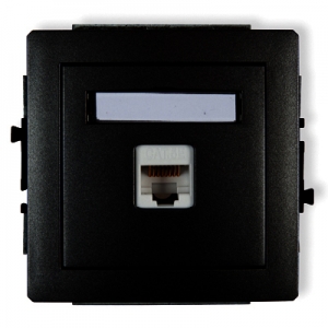 Gniazdo podtynkowe komputerowe pojedyncze 1xRJ45, kat. 5e, 8-stykowe Karlik Deco 12DGK-1 czarny mat - wysyłka w 24h