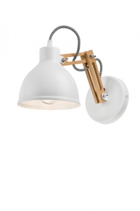 Lamkur Marcello 38278 kinkiet lampa ścienna 1x60W E27 biały/drewniany - wysyłka w 24h