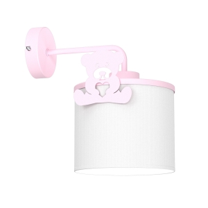 Luminex Sweet 9420 kinkiet lampa ścienna dziecięcy klasyczny miś abażur okrągły 1x15W E27 różowy/biały
