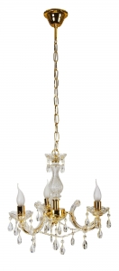 Candellux Maria Teresa 33-94639 lampa wisząca sufitowa żyrandol pałacowy świecznik świeczki świece kryształy rustykalna 3 ramiona E14 3x40W złota - wysyłka w 24h