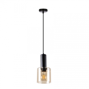 Candellux Isar 31-21298 lampa wisząca zwis nowoczesna elegancka klosz szklany 1x40W E27 czarna/bursztynowa