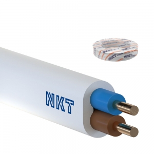 Przewód NKT YDYp 2x1,5mm2 100szt. = krążek 100mb instalacyjny płaski 450/750V biały - wysyłka w 24h