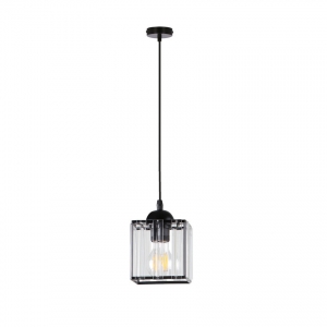 Candellux Glassia 31-21106 lampa wisząca zwis nowoczesna elegancka klosz kwadrat 1x40W E27 czarna/transparentna