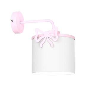 Luminex Sweet 9434 kinkiet lampa ścienna dziecięcy klasyczny kokardka abażur okrągły 1x15W E27 różowy/biały