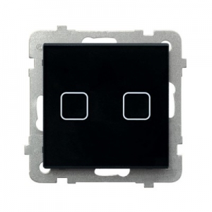 Łącznik dotykowy podwójny schodowy / krzyżowy Ospel Sonata Touch z podświetleniem 10AX 230V czarne szkło ŁPD-26RS/m/32 - wysyłka w 24h