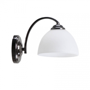 Candellux Gracja 21-22448 kinkiet lampa ścienna elegancki klasyczny klosz szklany miska 1x40W E27 czarny/biały