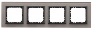 Ramka poczwórna Ospel Sonata R-4RGC/41/25 szkło szare + czarna ramka - wysyłka w 24h