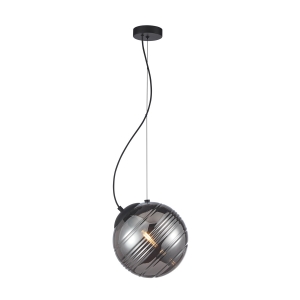 Italux Perona PND-92389-1-BK lampa wisząca zwis klasyczna elegancka klosz szklany kula 1x60W E27 czarna/grafitowa