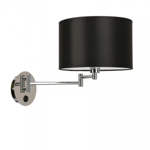 Candellux Alexia 21-27580 kinkiet lampa ścienna elegancki klasyczny abażur materiałowy 1x40W E14 chrom/czarny
