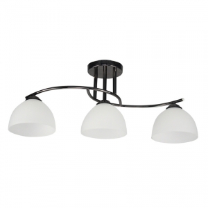 Candellux Gracja 33-22462 plafon lampa sufitowa elegancki klasyczny klosz szklany miska 3x40W E27 czarny/biały