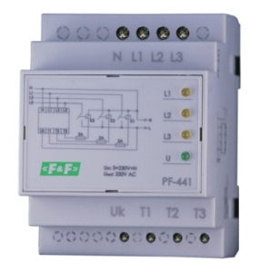 Automatyczny przełącznik faz F&F PF-441 do współpracy ze stycznikami z fazą priorytetową na szynę DIN - wysyłka w 24h