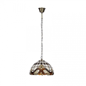 Candellux Marsala 31-20697 lampa wisząca zwis witrażowa klosz szklany tiffany łańcuch 1x60W E27 multikolor/patyna