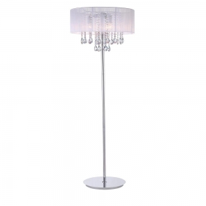 Lampa podłogowa abażurowa z kryształkami Italux Essence 3x40W E14 biała MFM9262/3P WH - wysyłka w 24h