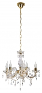 Candellux Maria Teresa 35-94646 lampa wisząca sufitowa żyrandol pałacowy świecznik świeczki świece kryształy rustykalna 5 ramion E14 5x40W złota - wysyłka w 24h