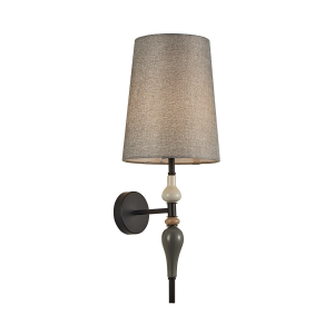 Italux Nerom WL-22374-BK kinkiet lampa ścienna klasyczny antyczny elegancki abażur materiałowy 1x60W E27 czarny/szary