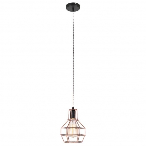 Lampa wisząca druciana zwis Italux Perifo 1x60W E27 czarny / miedziany MDM-2272/1 BK+COP