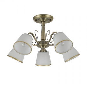 Candellux Losanna 35-26583 lampa wisząca zwis żyrandol elegancki klasyczny klosz szklany 5x40W E14 patyna/biała