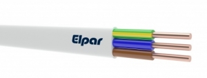 Przewód Elpar Ecoinstal YDYp 3X2,5mm2 Ecoinstal 100szt. = krążek 100mb instalacyjny płaski 450/750V biały - wysyłka w 24h