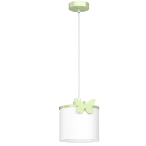 Luminex Sweet 9416 lampa wisząca zwis klasyczna dziecięca motyl abażur okrągły 1x15W E27 zielona/biała