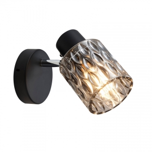 Candellux Bill 91-27375 kinkiet lampa ścienna nowoczesny klosz szklany dymiony 1x40W E27 czarny/dymiony