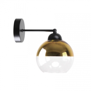 Candellux Contessa 21-21199 kinkiet lampa ścienna nowoczesny elegancki klosz szklany kula 1x40W E27 czarny/złoty