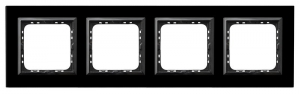 Ramka poczwórna Ospel Sonata R-4RGC/32/25 szkło czarne + czarna ramka - wysyłka w 24h