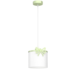 Luminex Sweet 9443 lampa wisząca zwis klasyczna dziecięca kokardka abażur okrągły 1x15W E27 zielona/biała