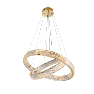 Azzardo Spark AZ5792 lampa wisząca zwis żyrandol elegancka pierścieniowa obręcz koło kryształowa 2x120W LED 3000K 6160 lm złota
