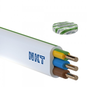 Przewód NKT YDYp 3x2,5mm2 100szt. = krążek 100mb instalacyjny płaski 450/750V biały - wysyłka w 24h