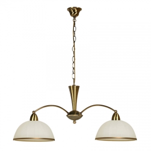 Candellux Maura 32-11473 lampa wisząca zwis żyrandol elegancki klasyczny klosz szklany łańcuch 2x60W E27 patyna/biała