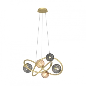 Zuma Line Arlon MD4922-5-EGBDN lampa wisząca zwis nowoczesa designerska ball kule szklane klosze 5x3,5W G9 złota/dymiona - wysyłka w 24h