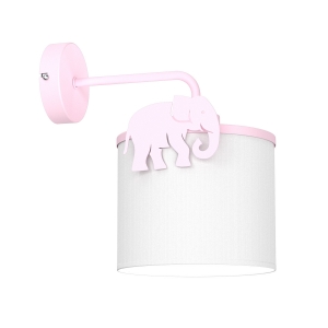 Luminex Sweet 9450 kinkiet lampa ścienna dziecięcy klasyczny słonik abażur okrągły 1x15W E27 różowy/biały