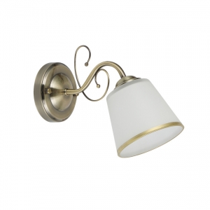 Candellux Losanna 21-26606 kinkiet lampa ścienna żyrandol elegancki klasyczny klosz szklany 1x40W E14 patyna/biały