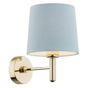 Argon Ponte Plus 4347 kinkiet klasyczny abażur welur lampa ścienna glamour 1x15W E27 niebieski/złoty - wysyłka w 24h