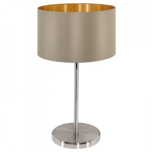 Lampka stołowa abażurowa na metalowej podstawie Eglo Maserlo 1x60W E27 cappucino/złoty 31629 - Wyprzedaż- ostatnie sztuki - wysyłka w 24h