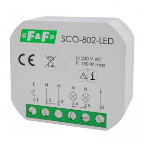 Ściemniacz uniwersalny F&F SCO-802-LED z pamięcią do oświetlenia LED 150W 230V AC do puszki fi 60 - wysyłka w 24h