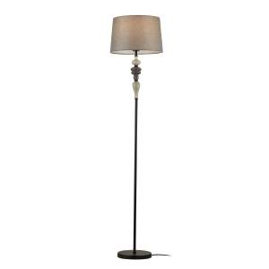 Italux Nerom FL-22374A-BK lampa stojąca podłogowa klasyczna antyczna elegancka abażur materiałowy 1x60W E27 czarna/szara