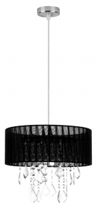 Candellux Leda 31-84316 lampa wisząca zwis abażur z kryształami 1x60W E27 czarna/chrom - wysyłka w 24h