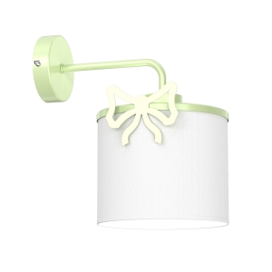 Luminex Sweet 9442 kinkiet lampa ścienna dziecięcy klasyczny kokardka abażur okrągły 1x15W E27 zielony/biały