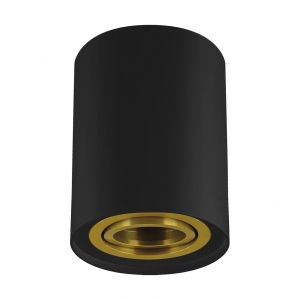 Struhm Hary 04240 plafon okrągły lampa sufitowa tuba spot 1x35W GU10 czarny/złoty - wysyłka w 24h