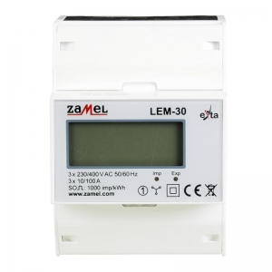 Licznik energii elektrycznej Zamel 3-fazowy LCD 100A, 4-moduły LEM-30 EXT10000235 - wysyłka w 24h
