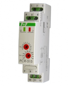 Przekaźnik czasowy rewersyjny F&F PCR-515DUO 0,1s-576h 8A 1NO/NC 230V AC 24V AC/DC opóźnione załączenie na szynę DIN - wysyłka w 24h