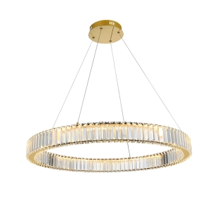 Azzardo Spark AZ5790 lampa wisząca zwis żyrandol elegancka pierścieniowa obręcz koło kryształowa 1x72W LED 3000K 3600 lm złota