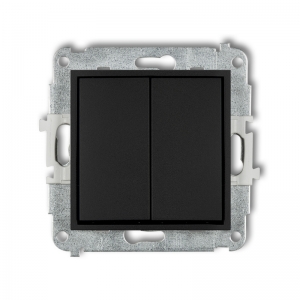 Przycisk podwójny Karlik Mini 12MWP-44.1 bez piktogramów wspólne zasilanie czarny mat - wysyłka w 24h