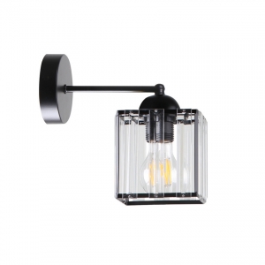 Candellux Glassia 21-21090 kinkiet lampa ścienna nowoczesny elegancki klosz kwadrat 1x40W E27 czarny/transparentny