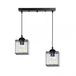 Candellux Glassia 32-21113 lampa wisząca zwis listwa nowoczesna elegancka klosz kwadrat 2x40W E27 czarna/transparentna